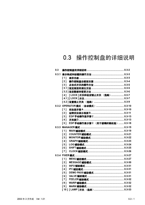 丰田喷气织机 操作盘说明