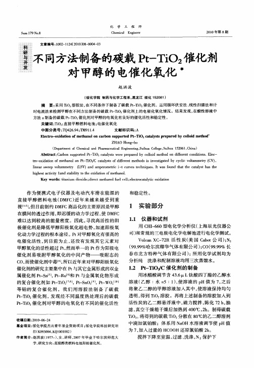 不同方法制备的碳载Pt-TiO2催化剂对甲醇的电催化氧化