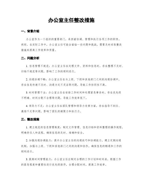 办公室主任整改措施