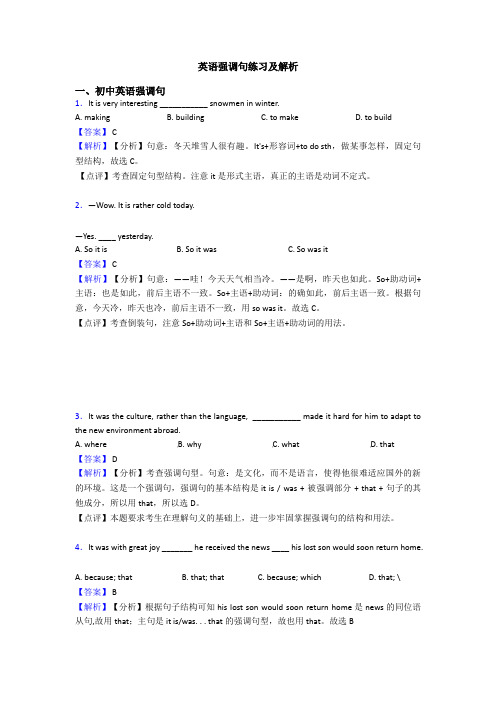 英语强调句练习及解析