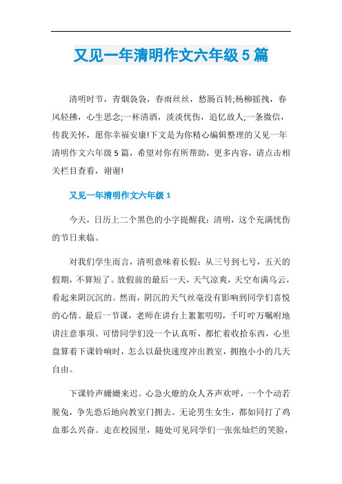 又见一年清明作文六年级5篇