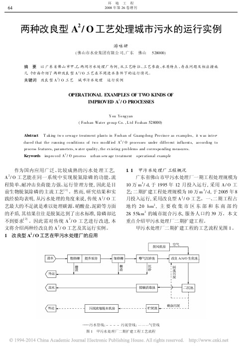 两种改良型A_2_O工艺处理城市污水的运行实例