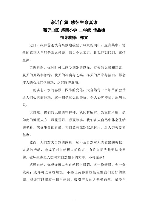 征文《亲近大自然 感怀生命真谛》