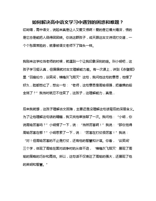 如何解决高中语文学习中遇到的困惑和难题？