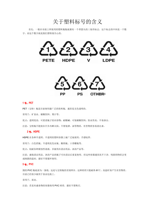 关于塑料标号的含义