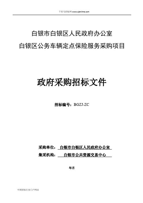 人民政府办公室公务车辆定点保险服务采购项目公开招投标书范本