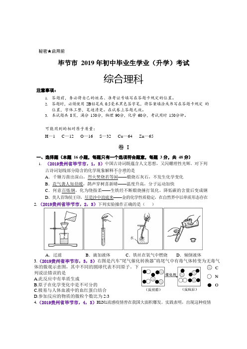 2019年贵州省毕节市中考化学试题已完成