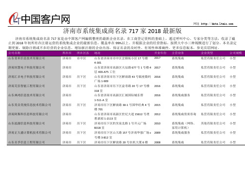 济南市系统集成商名录2018版717家