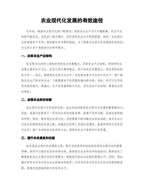 农业现代化发展的有效途径