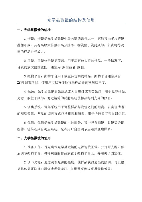 光学显微镜的结构及使用