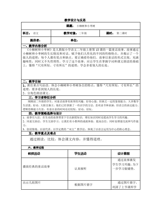 继续教育教学设计与反思模板 - 副本