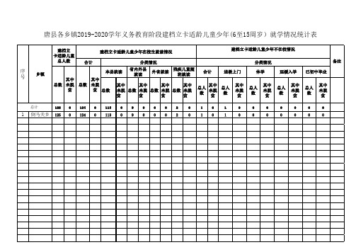 2019-2020学年6-15周岁适龄儿童就读情况统计表(上报表)