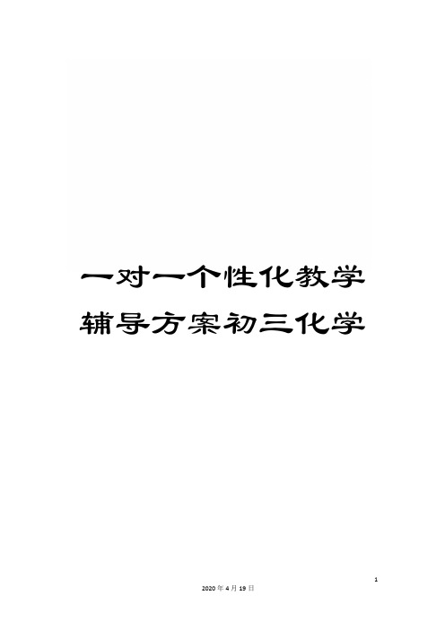 一对一个性化教学辅导方案初三化学