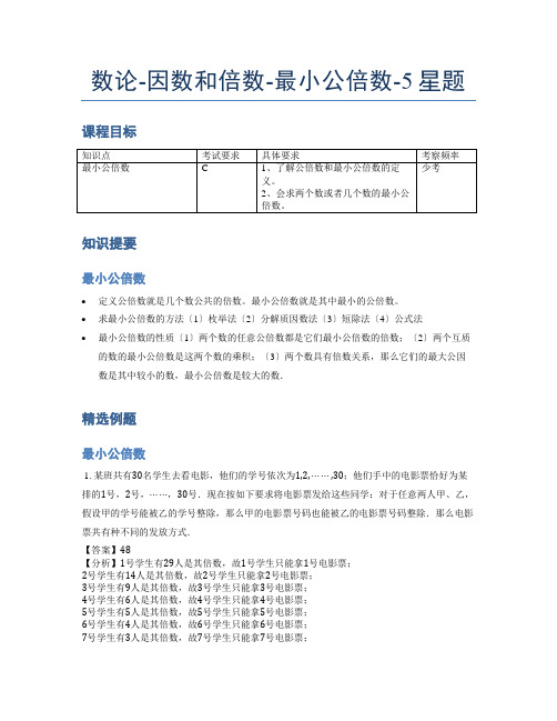 小学奥数题库《数论》因数和倍数-最小公倍数-5星题(含解析)