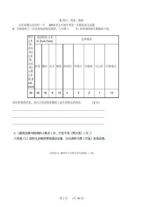 9图片、图表、漫画(2014年部分地区中考语文模拟试题分类)