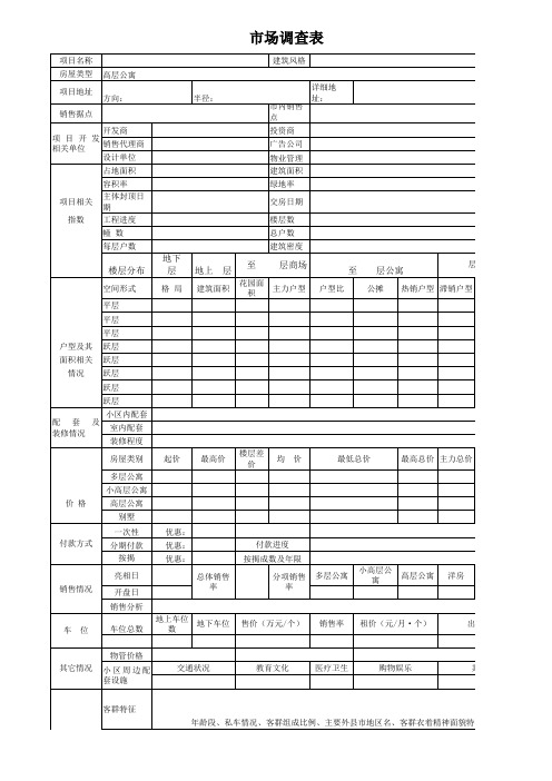 市场调查表3