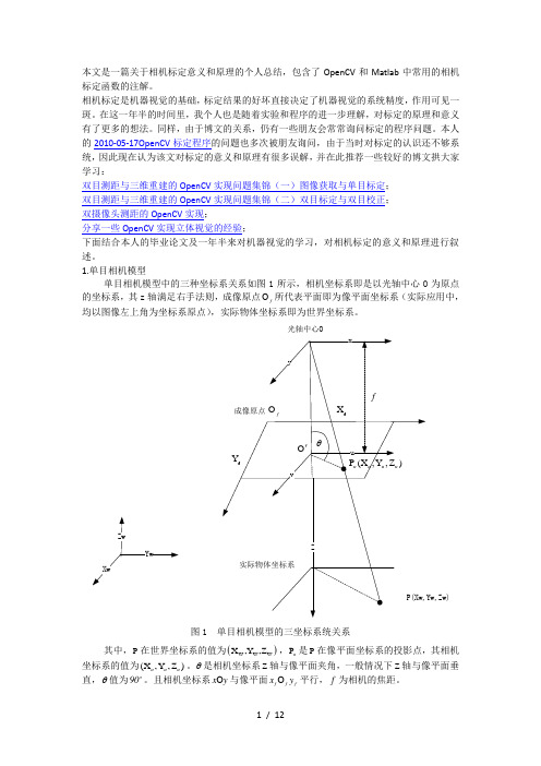 相机标定个人总结