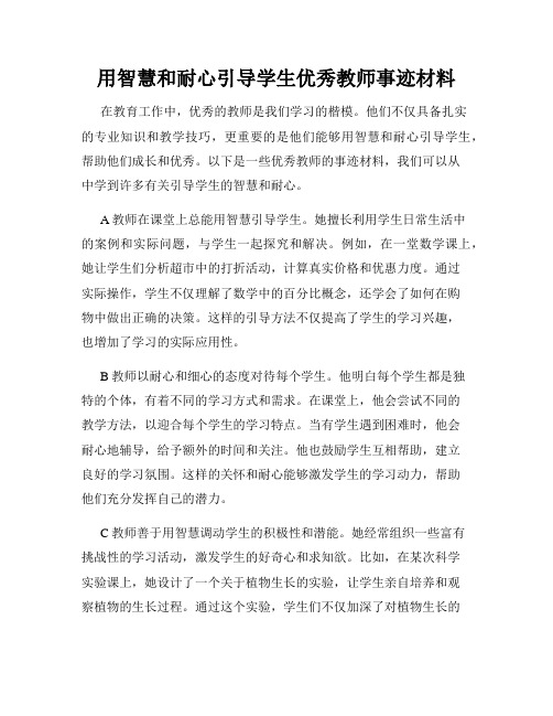 用智慧和耐心引导学生优秀教师事迹材料