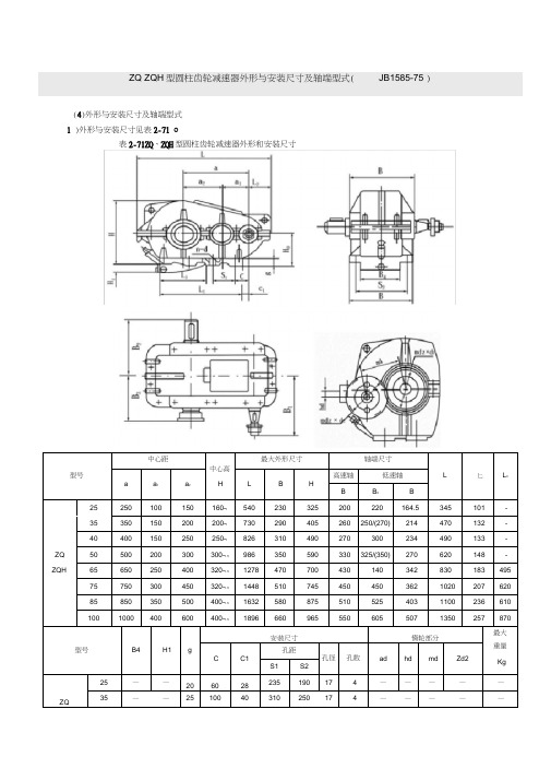 ZQ减速机安装尺寸