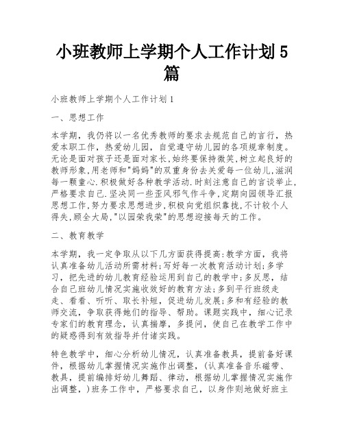 小班教师上学期个人工作计划5篇