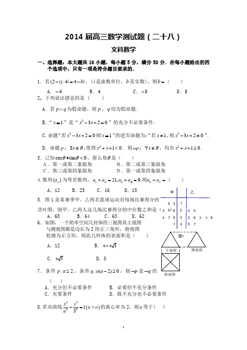 文科数学测试28