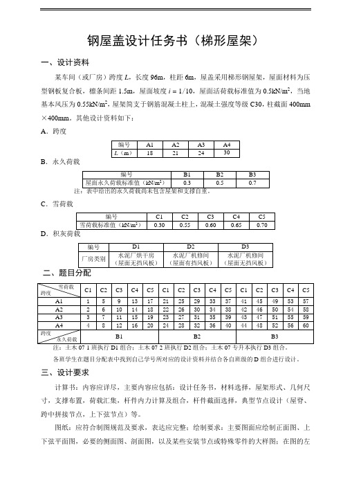 钢结构课程设计之梯形屋架完整版解析