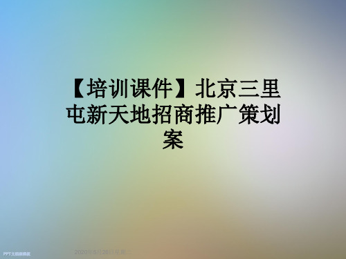 【培训课件】北京三里屯新天地招商推广策划案