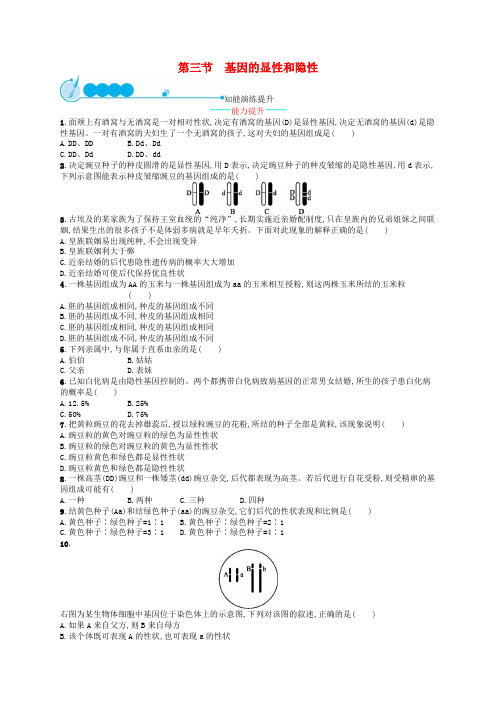 【精选】八年级生物下册7.2.3基因的显性和隐性练习新版新人教版