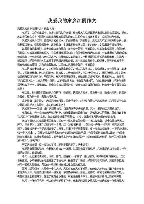 我爱我的家乡江阴作文（精选5篇）