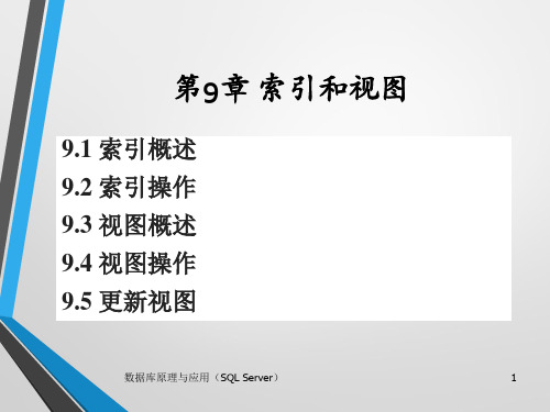 数据库原理与应用(SQL Server ) 第9章  索引和视图