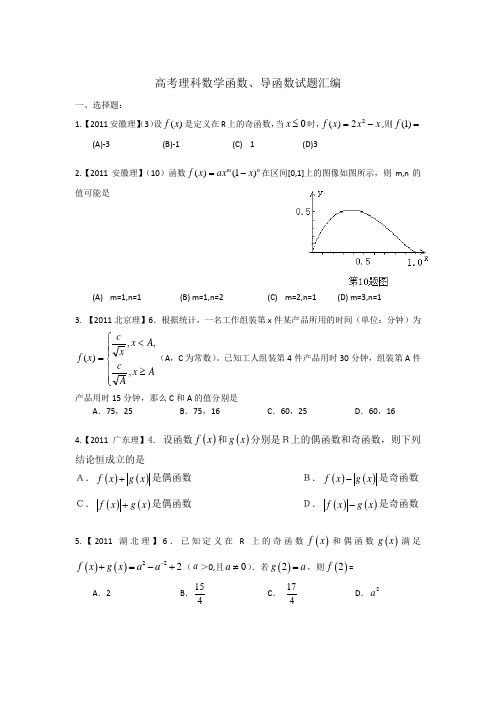 高考理科数学函数、导函数试题汇编附答案