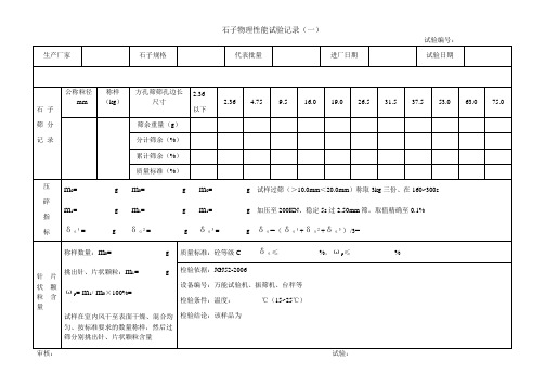 石子物理性能试验记录(一)(二)