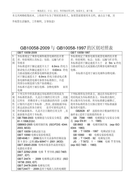 gb100582009与gb100581997的区别对照表