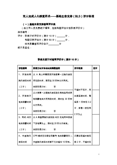 第四届全国急救中心急救技能大赛课件BLS评分标准