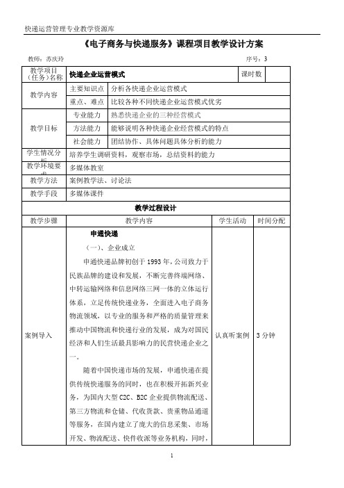 知识点：快递企业运营模式要点