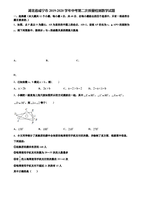 湖北省咸宁市2019-2020学年中考第二次质量检测数学试题含解析