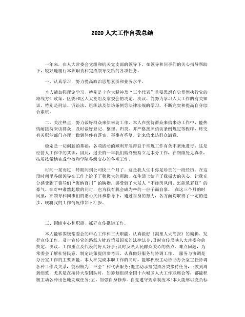 2020人大工作自我总结