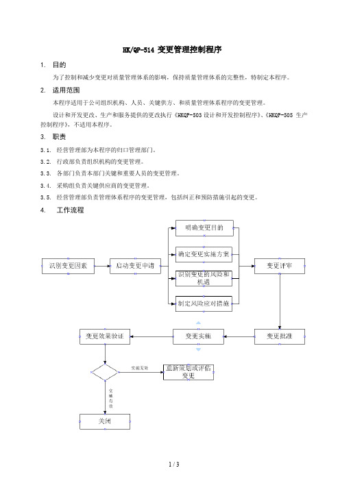 变更管理控制程序