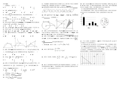 35苏州2013中考数学试卷A4纸打印版