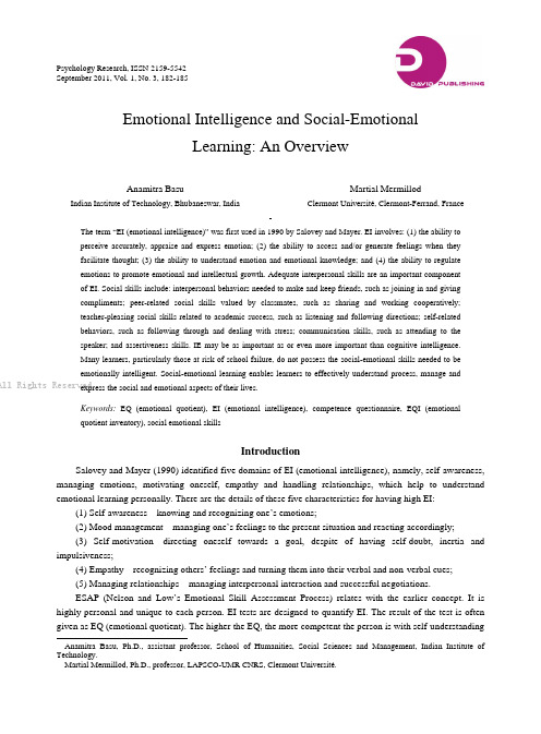 Emotional Intelligence and Social-Emotional Learni