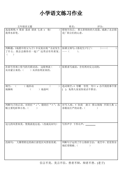 五年级语文课堂拓展精选练习III (31)