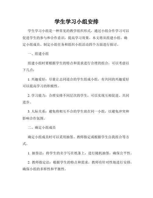 学生学习小组安排