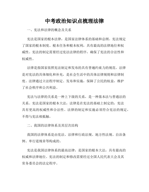 中考政治知识点梳理法律