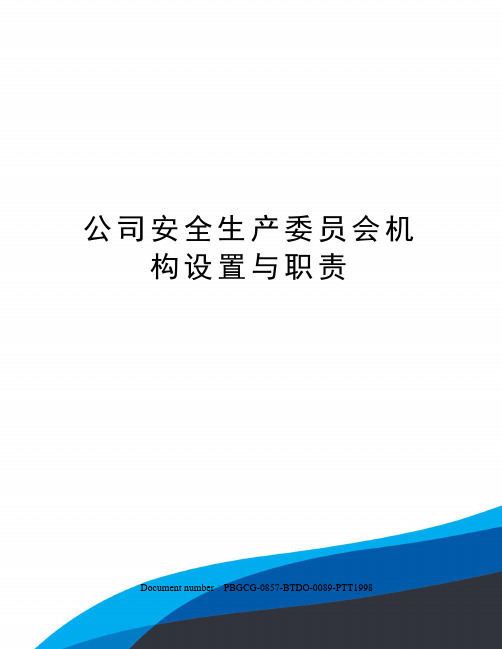 公司安全生产委员会机构设置与职责