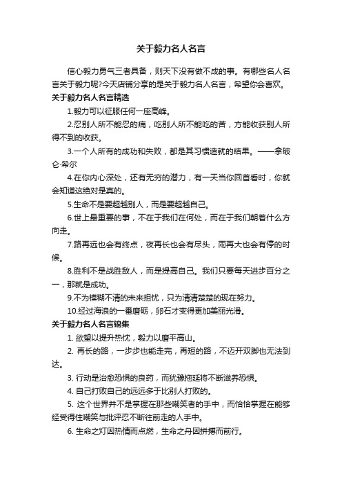 关于毅力名人名言