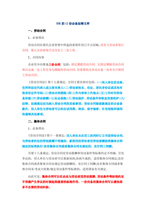 HR的12份必备法律文件