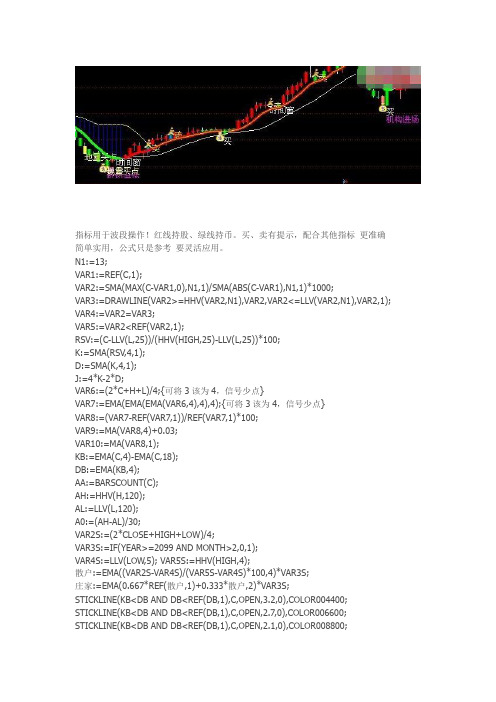 通达信指标公式源码 波段操盘主图指标 源码 无未来