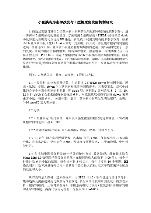 小鼠胰岛形态学改变与2型糖尿病发病机制研究