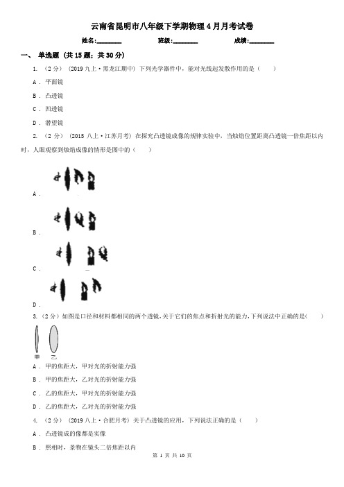 云南省昆明市八年级下学期物理4月月考试卷