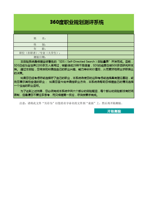 360度职业规划测验系统